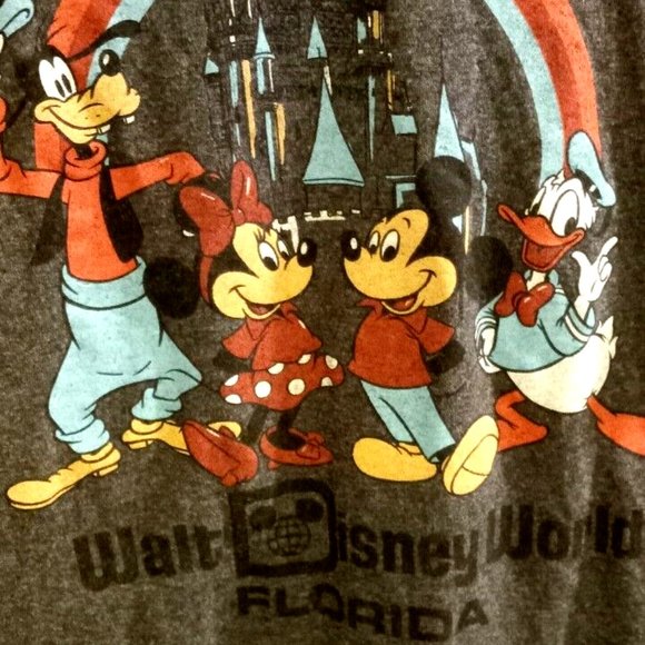 Womans Disney World T Shirt womans size small teens mickey goofy gray - Picture 3 of 4